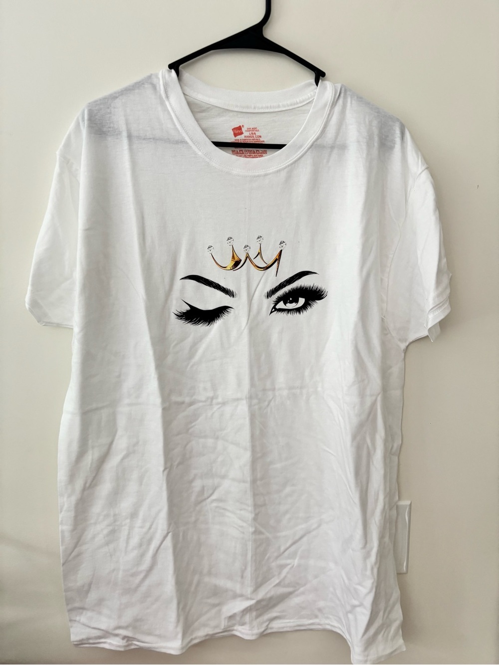 Hanes White Graphic Queen Eye Tee with Gold Crown Accent